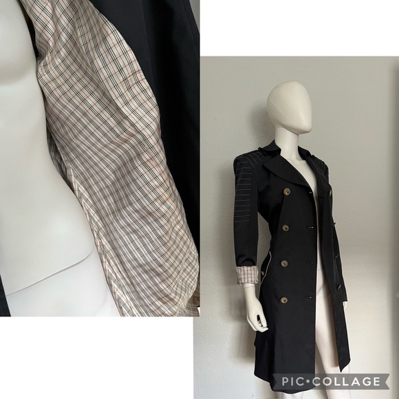 SALE💥💥WOMEN TRENCH COAT DOUBLE-BREASTED JACKET LINED NAVY BLUE NOTCHED COLLAR - Picture 4 of 13